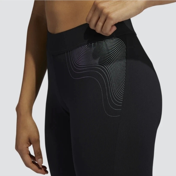 NWT Adidas Holiday Shine Black Graphic Leggings Size Small - Picture 13 of 16